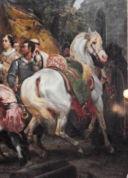 賀拉斯 貝內特 Philippe Auguste Arabian horse and Moorish attendant at the Battle of Bouvines